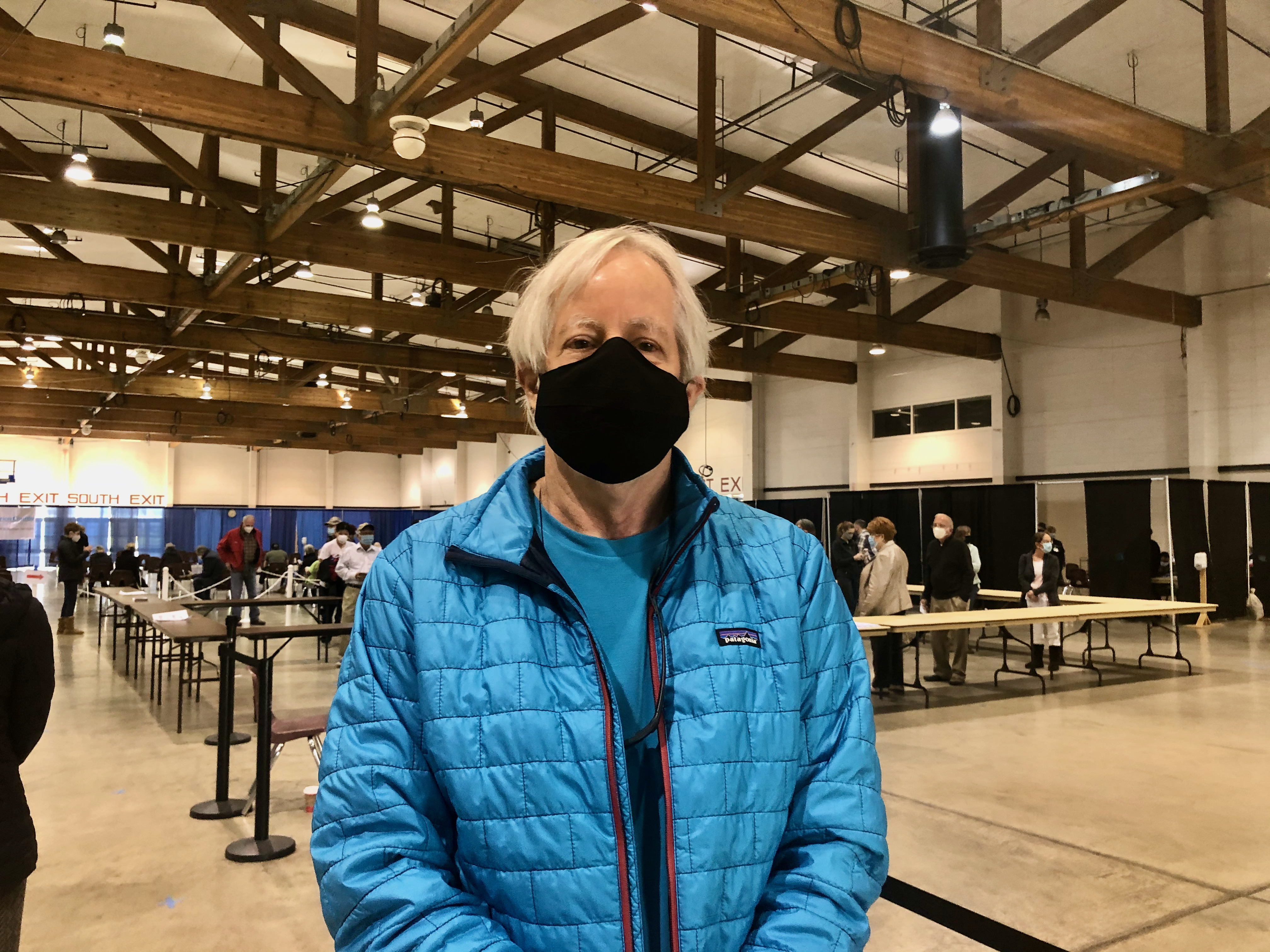 Brian HInes gets Covid shot